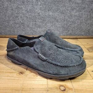 Olukai Slip On Mens 13 Moloa Kohana Leather Perforated Shoes Convertible Black